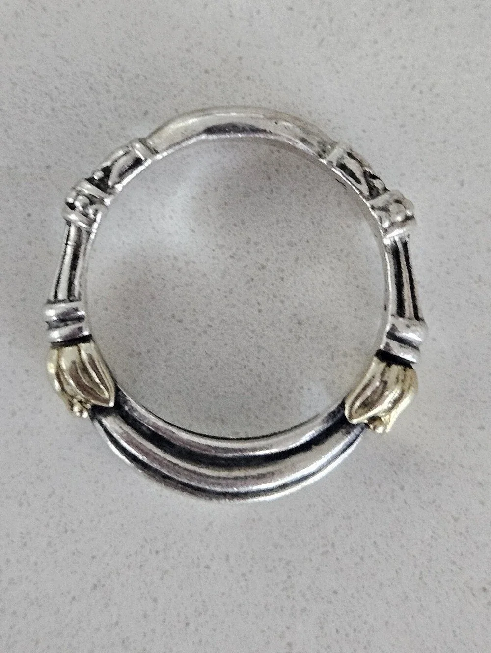 Vintage Lagos Caviar Two-Tone Sterling Silver Solid 18k Gold Ring Size 10.75
